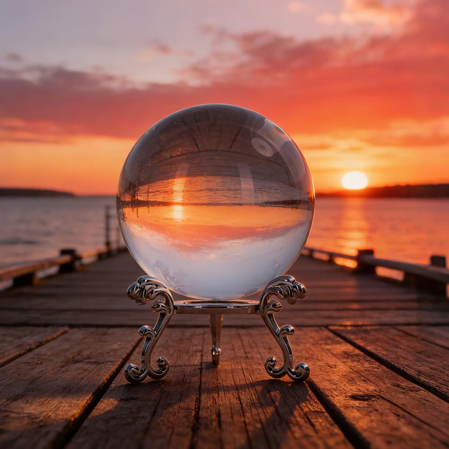 Clear Crystal Ball 80mm/3.2 Inches with Stand Ideal for Office Decor This Cool Things as a Photography Prop and Feng Shui Divination Sphere As Office Decor and Desk Decor Crafted from K9 Crystal.
