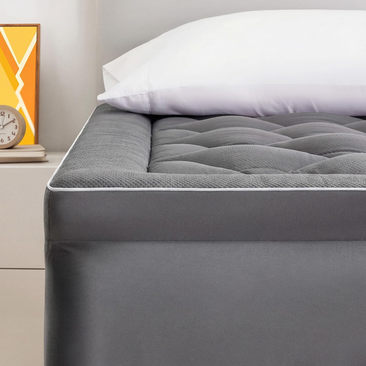 SLEEP ZONE Extra Thick Queen Mattress Topper for Back Pain, Plush Breathable Thick Mattress Pad Cover, Down Alternative Soft Bed Topper with Elastic Fitted Deep Pocket