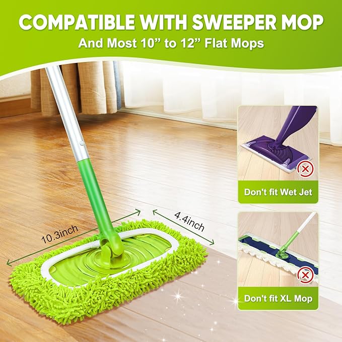 6-Pack Reusable Mop Pads Fit Swiffer Sweeper, Microfiber Cleaning Mop Pads