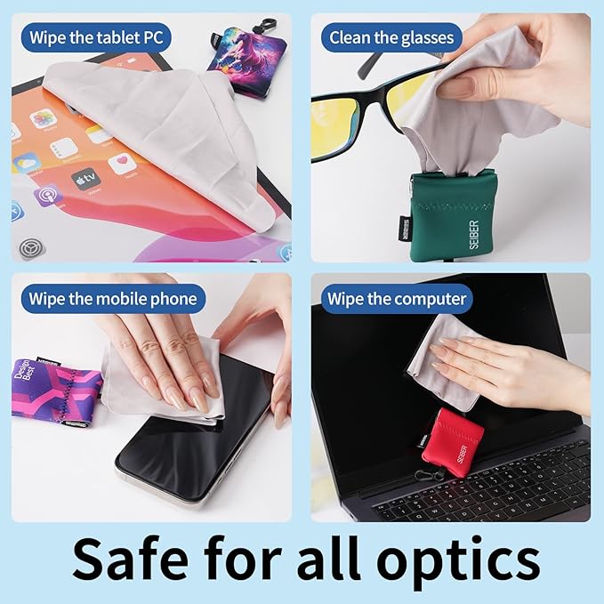 SEIBER Eyeglass Cleaning Microfiber Cloth, 7 x 7 inch Glasses Cloth