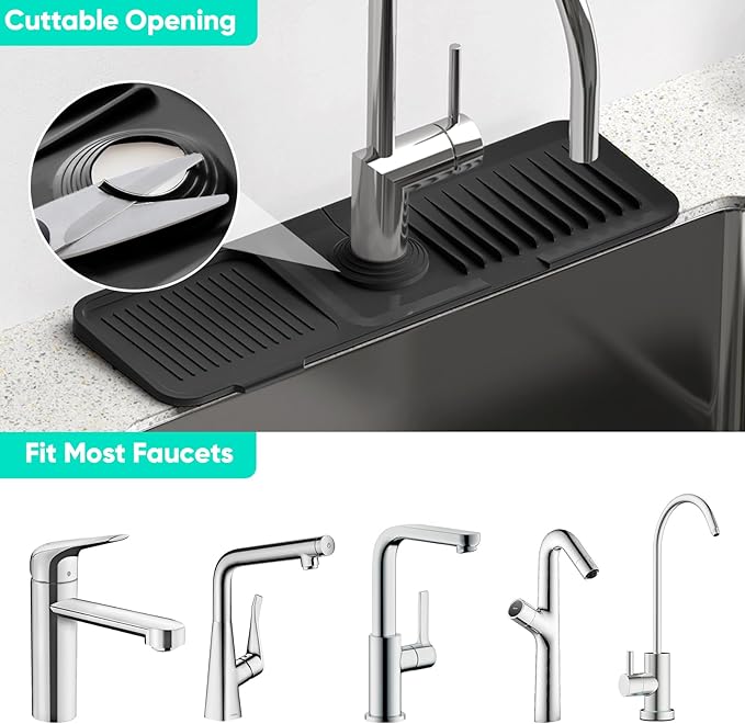 17.7inch Faucet Mat for Kitchen Sink Kitchen Sink Splash Guard Silicone Kitchen