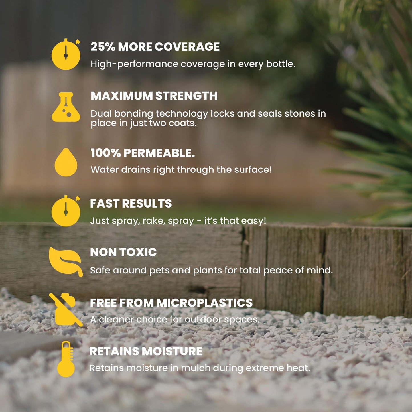 Vuba Easihold Rock Glue for Landscaping 68oz - Gravel Glue Binder Non-Toxic Mulch and Bark Glue, Pet Safe, 53 Sq Ft Coverage, Lockdown Clear Gravel/Pebbles/Stones Stabilizer