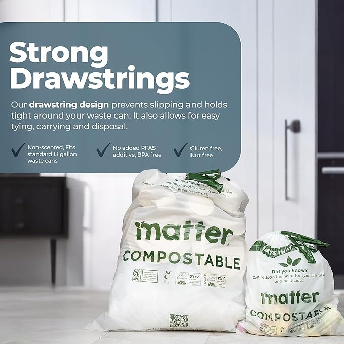 Matter Compostable Variety Pack 3 Gallon and 13 Gallon Kitchen Trash Bags