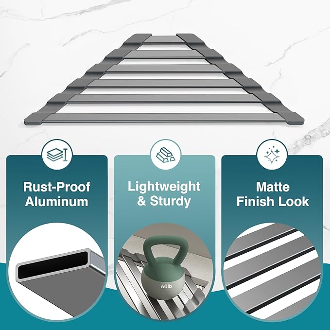 Corner Sink Drying Rack, Heat Resistant Roll Up Mat