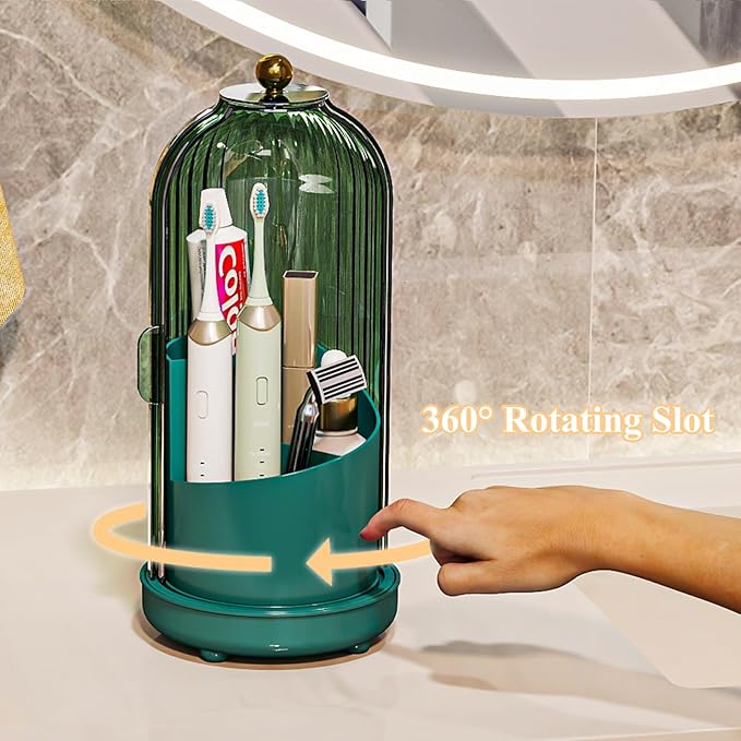 Toothbrush Holders with Cover, Drainage Rotating Electric Toothbrush Organizer
