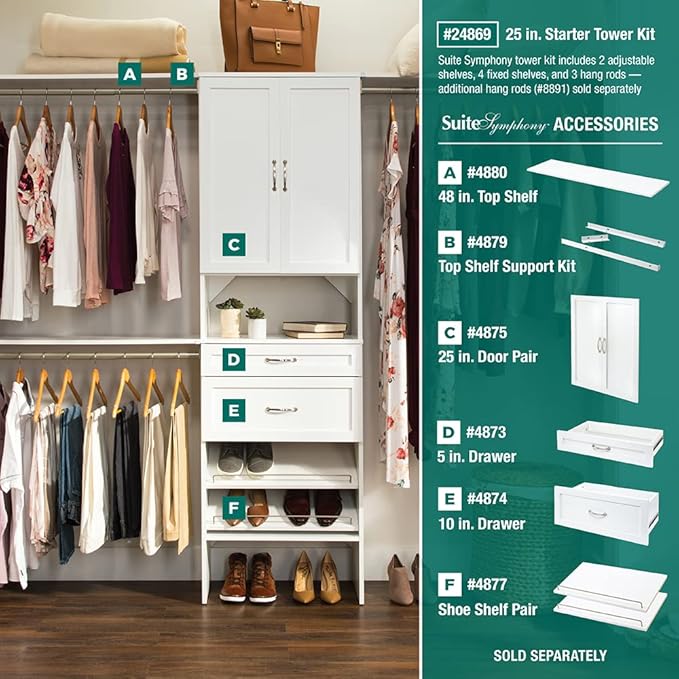 ClosetMaid SuiteSymphony Wood Closet Organizer Starter Kit