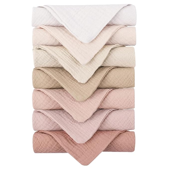 Konssy 7-Pack Soft Cotton Face Wash Cloths, Reusable Absorbent Washcloths