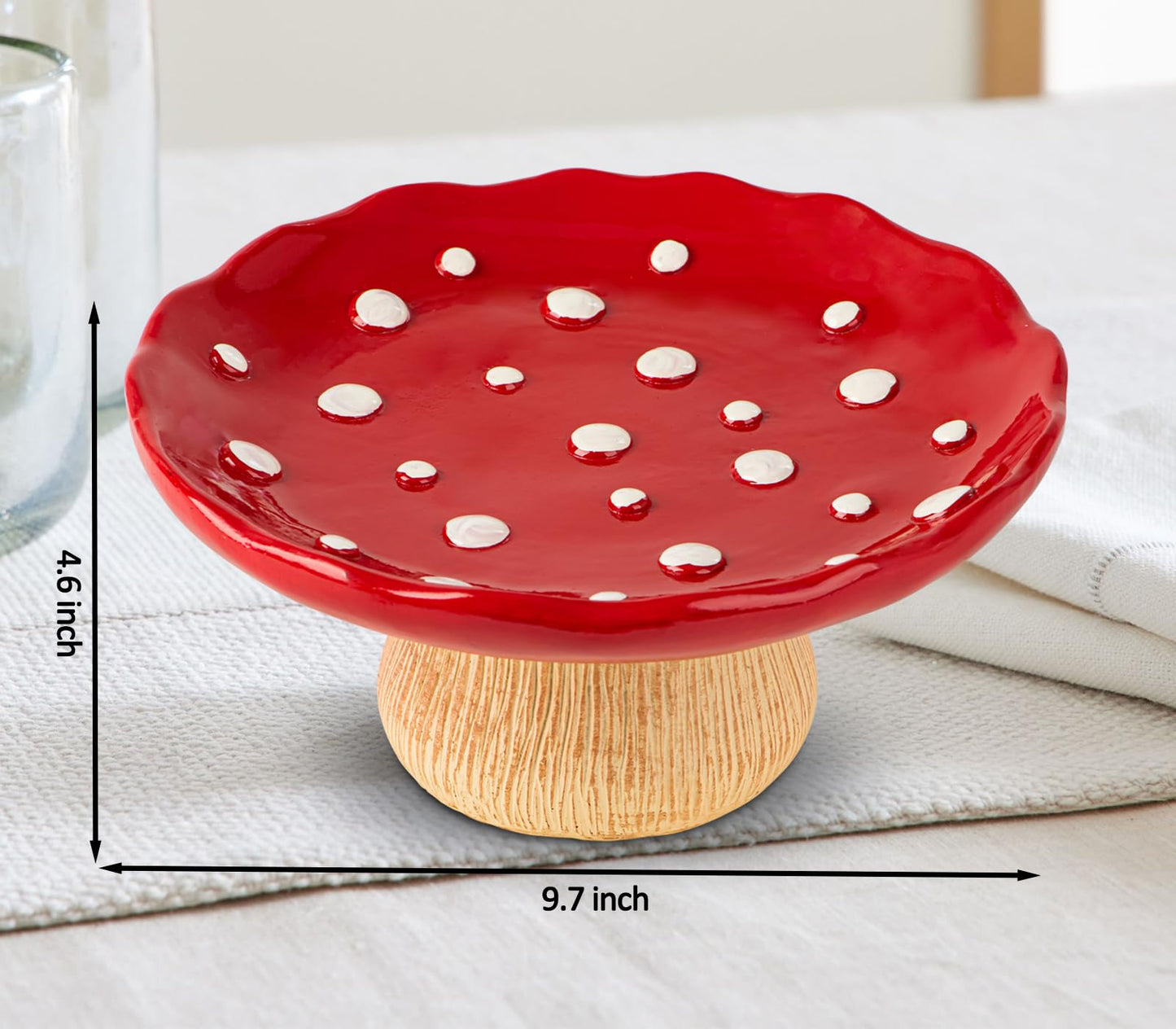 dgudgu Mushroom Fruit Bowl For Kitchen Counter 10 Inch Fruit Holder Large fruitage Bowl Red Banana Basket For Kitchen Fruit Holder