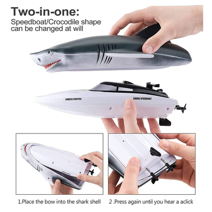 OBEST Remote Control Boat Shark RC Sharks Boats Toy 2 in 1, 2.4GHz RC Electric Kids Electric Shark Toy for Pools and Lakes, Summer Gift for Pool Lake Pond