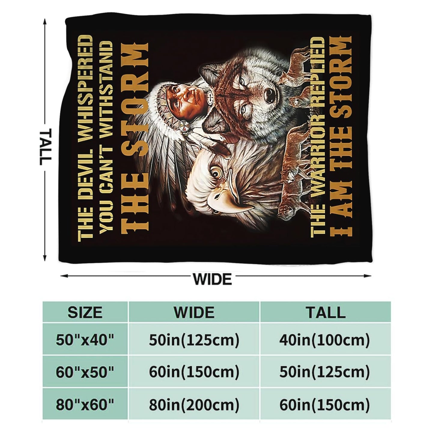 Tijuboni Native American Throw Blanket Indian Wolf Eagle Gifts for Women Men Girls Boys Kids Adults Soft Flannel Fleece Blanket for Couch Sofa Bed Home Decor 40"x50"