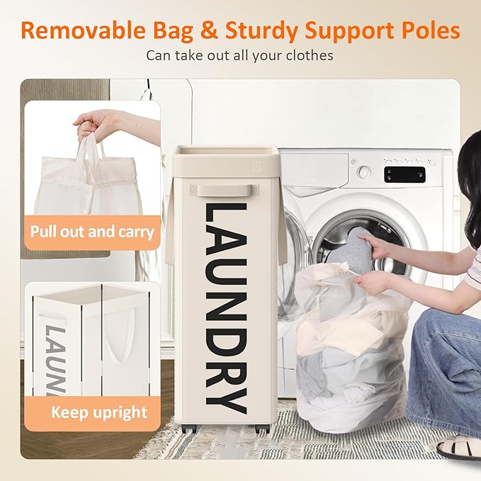 2 Pack Rolling Laundry Basket