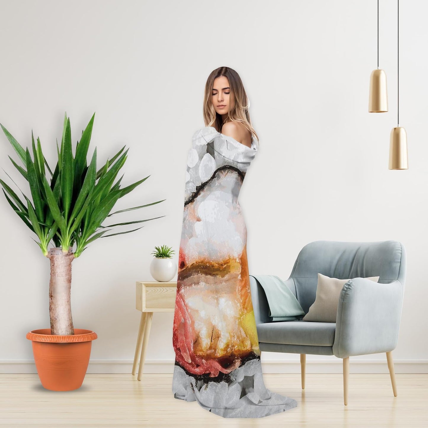 ARESD Flannel Fleece Blanket - Sushi Roll Wrap Round Throw Blanket - Funny Realistic Food Novelty Throw - 59 Inches