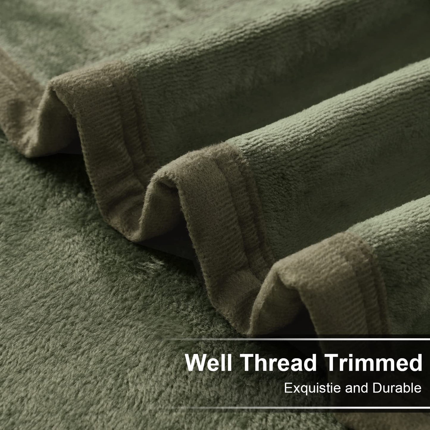 Soft Twin Size Blanket All Season Warm Fuzzy Microplush Lightweight Thermal Fleece Blankets for Couch Bed Sofa,66x90 Inches,Olive Green