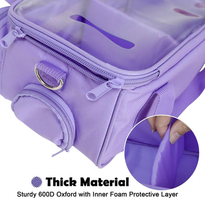 Demao Carrying Case for Tonie 2 &1 in Purple | All-in-One Portable Storage Box | Holds 20+ Figures for Tonies, Shockproof Travel Organizer | PVC Visual Cover-Plays Audio Figurines On-The-Go