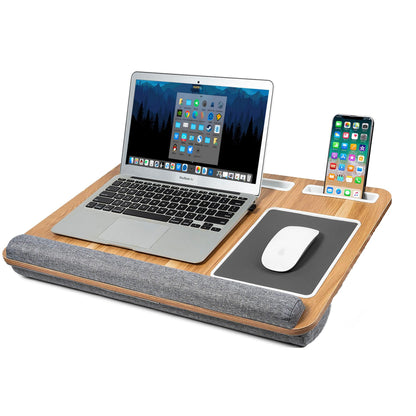 CNFJZFZY Lap Desk for Laptop with Cushion - Portable Lap Desk for Bed & Couch - Gifts for College Girls - Laptop Stand Tray with Mouse Pad - Study Tools & Cooling Pad Included