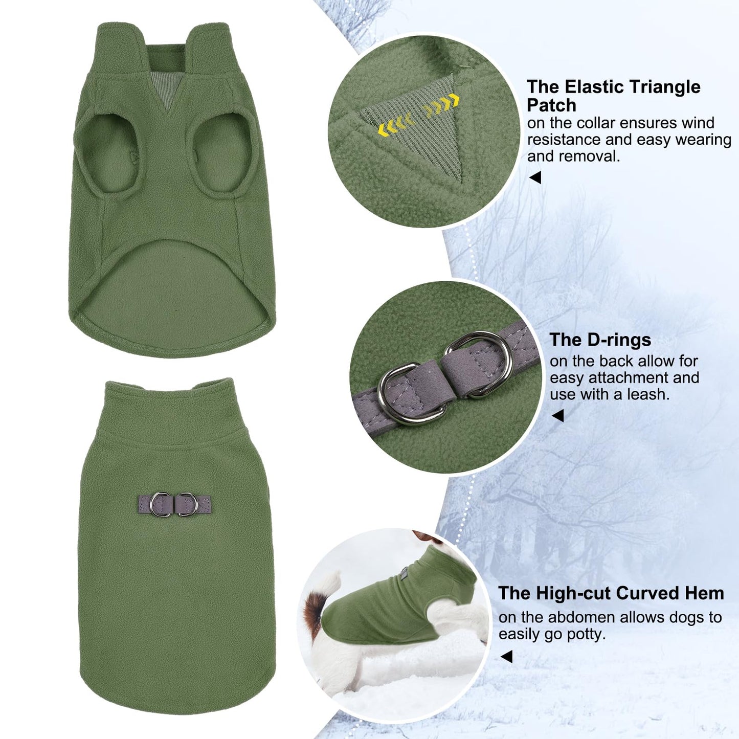 BEAUTYZOO Dog Fleece Vest Sweater Winter Jacket for Small and Medium Dogs with D-Ring Leash Cold Weather Coat Hoodie for XS S M Dogs Boy or Girls