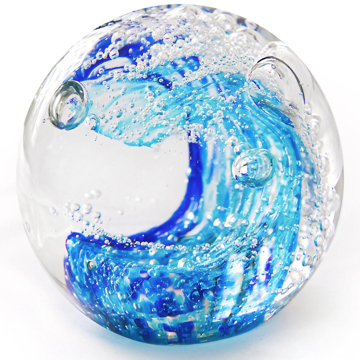 XLSJGYP Crystal Ball Blown sea Glass Art Ornament Collectible Paperweight Figurines Spere Statues for Home Office Decor a Gift for Ocean Lovers Perfect for Men Women (Sky Blue-Crystal Ball)