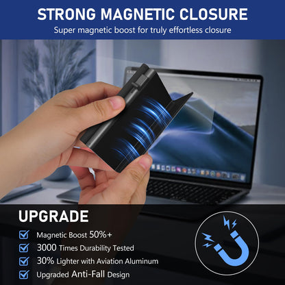 Mens Wallets, Slim Wallets for Men UK, RFID Blocking Aluminum Pop Up Card Case with Coin Pocket, Magnetic Closure & ID Window & Cash Slot, Smart Leather Card Holder Hold up to 11 Cards, Gift Box