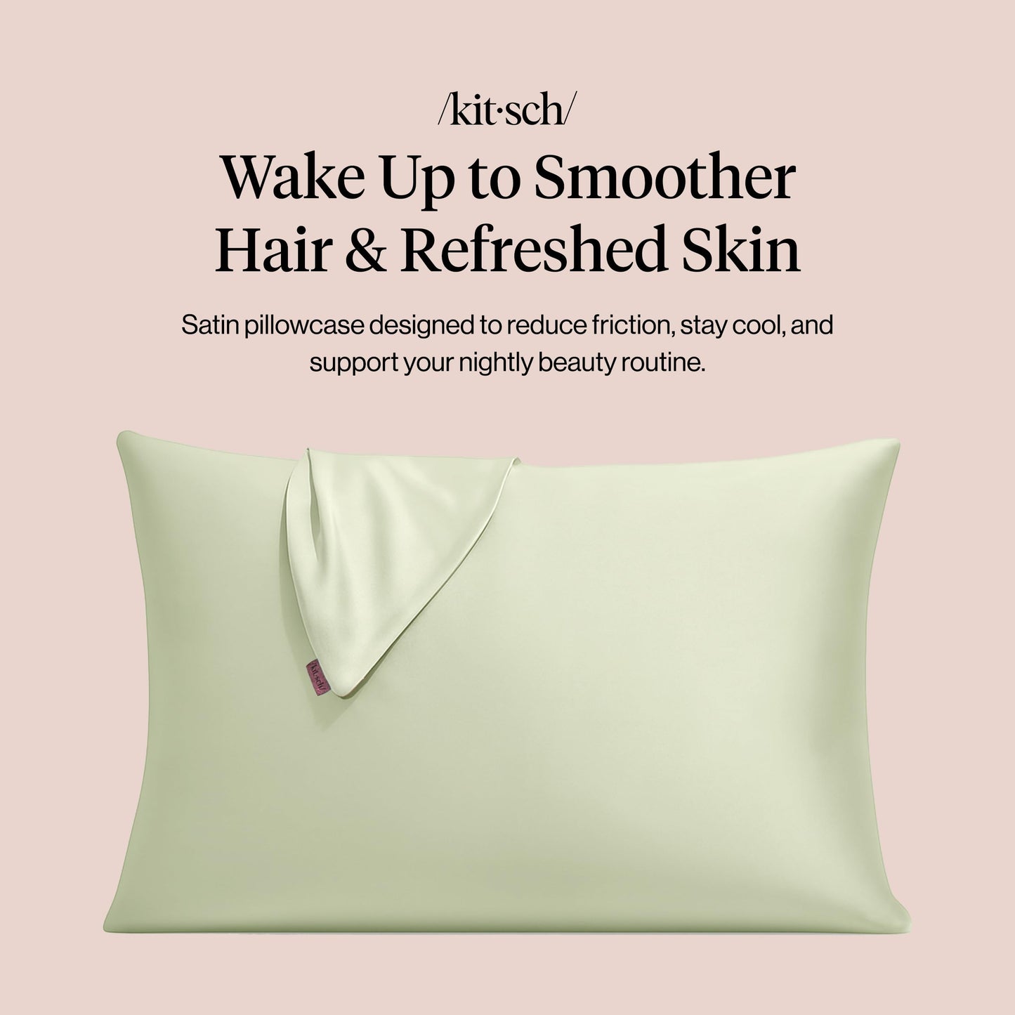 Kitsch Satin Pillowcase with Zipper for Hair & Skin - Softer Than Silk Pillow Cases, Smooth Cooling Satin Pillow Case, Wrinkle-Free, Machine Washable - Pillow Cases Standard Size (19x26) - Sage