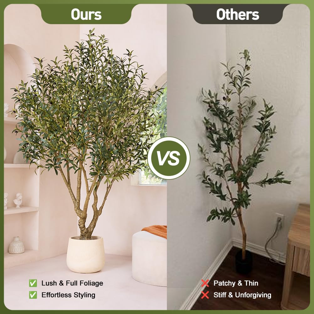 Verinatural Olive Tree Artificial Indoor 7ft - Large Fake Plants - Realistic Faux Olive Tree in Pot - Tall Artificial Plants for Home, Patio, Living Room, Office Decor,VN138
