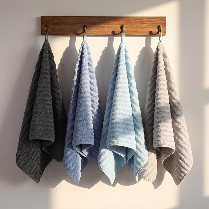 4 Pcs Hand Towel for Bathroom 14 x 30 Inch Neutral Microfiber Quick Dry
