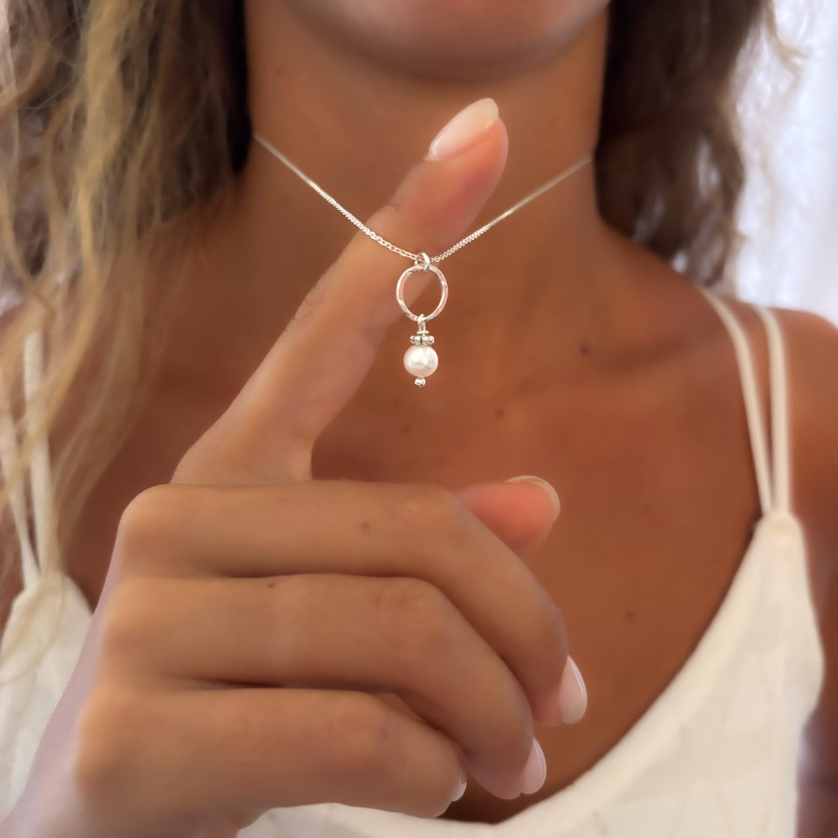 Annika Bella Unique Pearl Necklace, Elegant Charm Necklace, 925 Sterling Silver Chain, Dainty Jewelry for Women, Gift for Her/Girlfriend, Valentine's Day Gifts