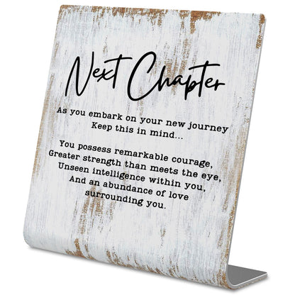 TRCENDE Next Chapter Gift For Coworker & Mentor, Retirement Farewell Gift For Teacher, Home Office Metal Sign Plaque XLk223