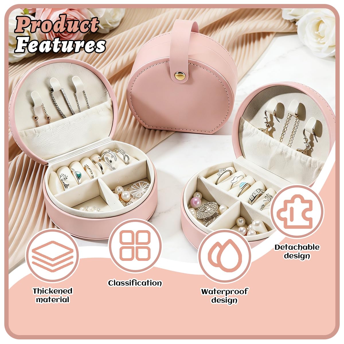Esamploe 18 Pcs Mini Jewelry Travel Case,Gorgeous Leather Travel Jewelry Box for Bridal Proposal Gifts,Exquisite Multicolor Bulk Jewelry Boxes for Rings,Earrings and Necklaces
