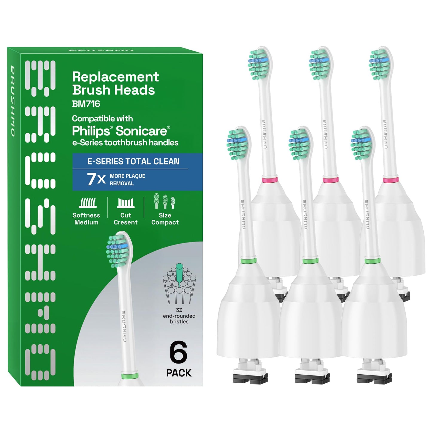Brushmo e-Series Electric Sonic Toothbrush - Rechargeable Screw-On Electronic Tooth Brush for Adults with 3 Modes & Timer - IPX7 Waterproof, Long-Lasting Battery & Wireless Charging Base - White