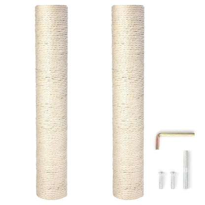 Pinkgarden Natural Sisal Replacement Cat Scratching Post, 15.7'' 2 Pieces M8 Cat Scratch Post Refill Pole Parts for Refurbishment, White, Include Screws
