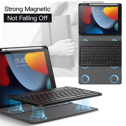 JETech Keyboard Case for iPad 10.2-Inch (2021/2020/2019 Model, 9th/8th/7th Generation) with Pencil Holder, Magnetic Detachable Bluetooth Wireless Keyboard, Soft TPU Back Stand Cover (Black)