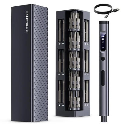 MILENTII 57-in-1 Precision Electric Screwdriver Set, Mini Rechargeable Magnetic Screwdriver with OLED Display, 3 Torque Settings, Electronics Repair Tool Kit for Phone, Laptop, PC, Console