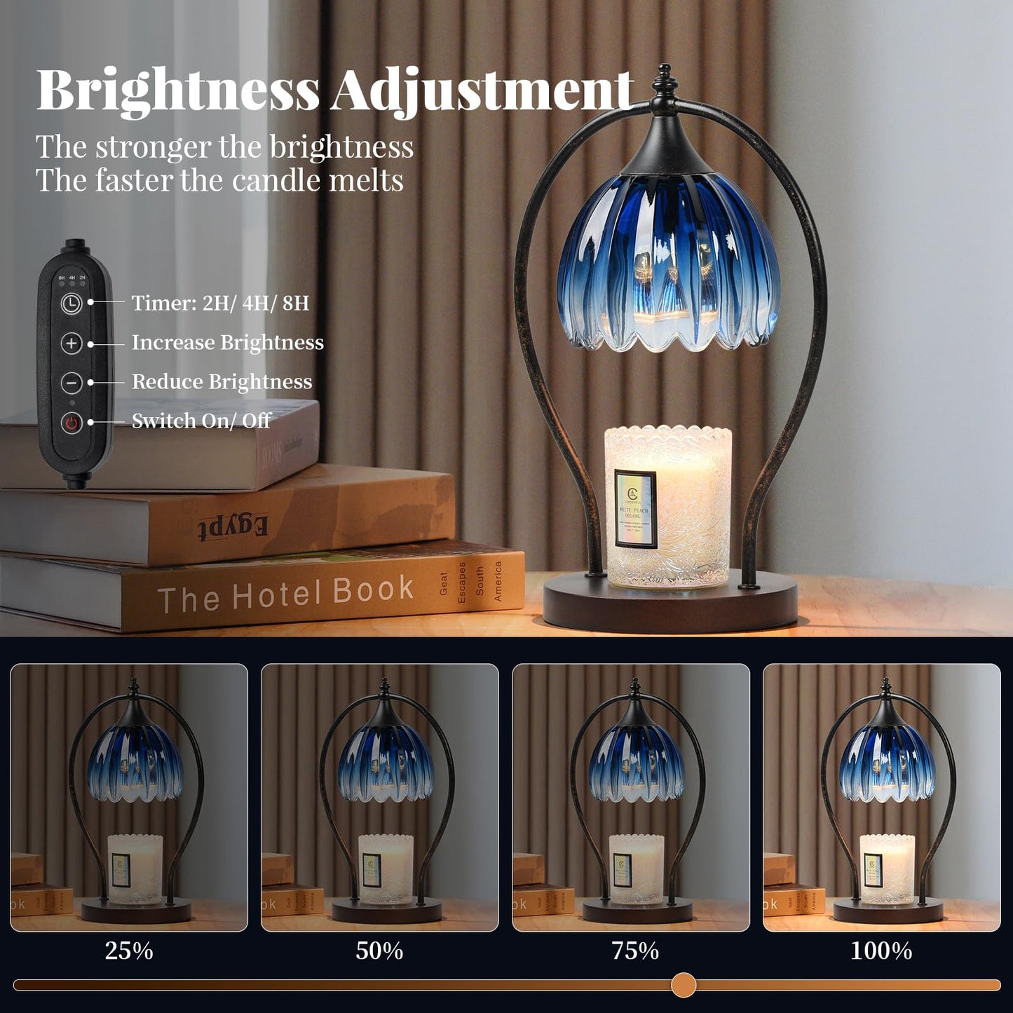 GOODBUY Candle Warmer Lamp with Timer Dimmable: Electric Candle Warmer Birthday Gifts for Women Mom - Candle Lamp Warmer House Warming Gifts New Home Decor - Wax Warmer for Jar Candles with 2 Bulbs