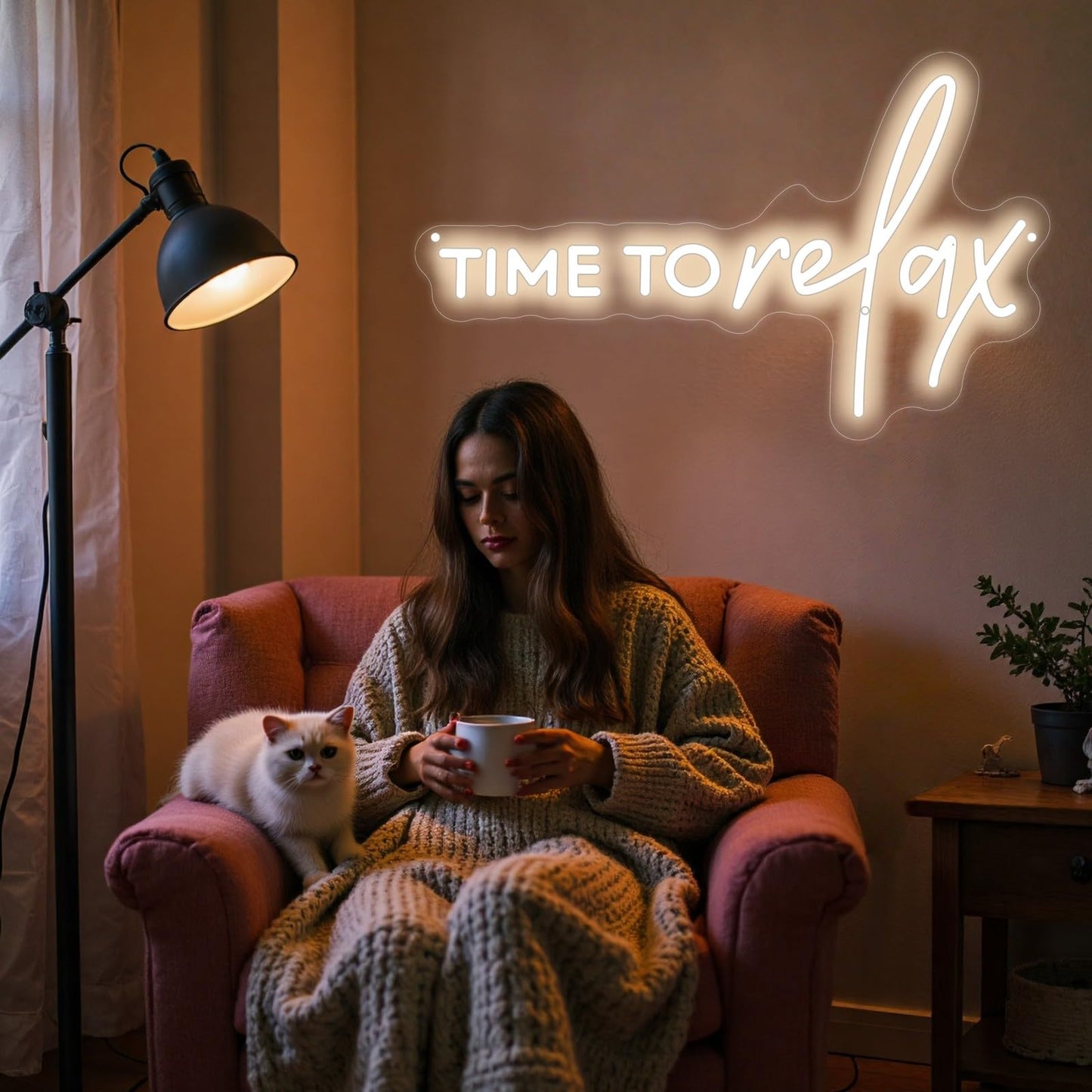 Time To Relax Warm White Neon Sign, Wedding Event Wall Decor Party Beauty Salon Hair Welcome Quote Led Light Sign, Dorm Bedroom Wall Decor, Opening Gifts, Christmas Birthday Gifts, Spa Relaxing Wall Art-17.7"