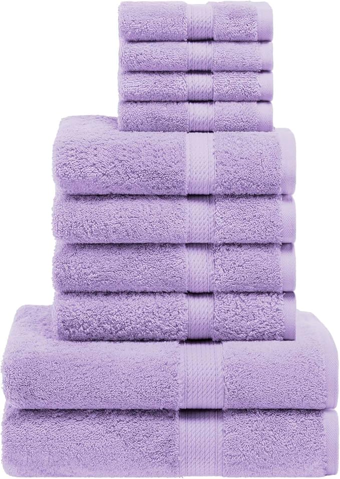 Superior Egyptian Cotton Solid Towel Set, Washcloths 13” x 13”, Hand Towels 20”