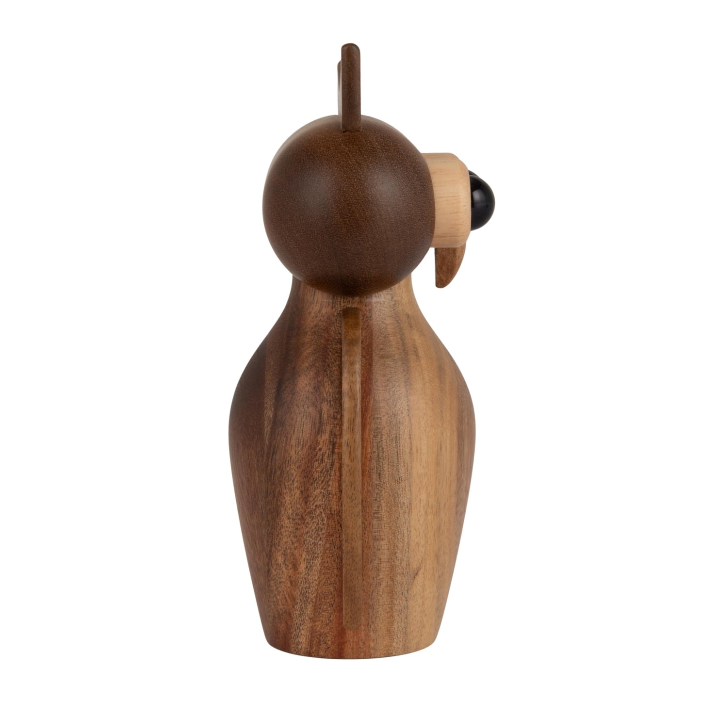 Creative Co-Op Acacia Wood Owl Shaped Salt and Pepper Mill, Natural and Black Finish