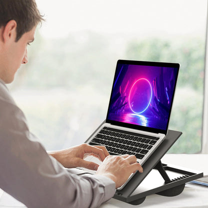 Adjustable Laptop Desk with 8 Angles - Cushioned Lap Desk for 15.6 Inch Laptops, Portable with Handle for Home & Office