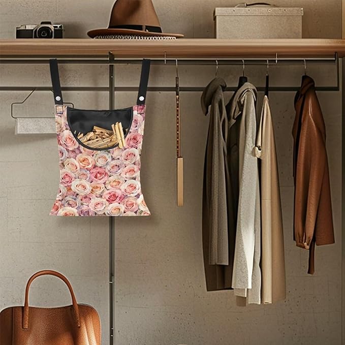 Clothes Pin Hanging Bag with Hanging Rope