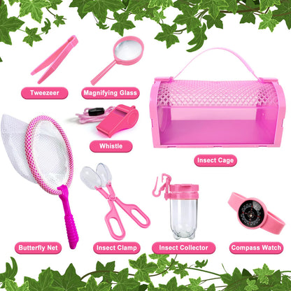 YOPINSAND Bug Catcher Kit & Outdoor Explorer Kit for Kids, 10 Pcs Bug Catching Kit with Toy Cage, Backpack, Manifying Glass, Toy Net, Outdoor Exploration Toys Gift for Boys Girls 3-12