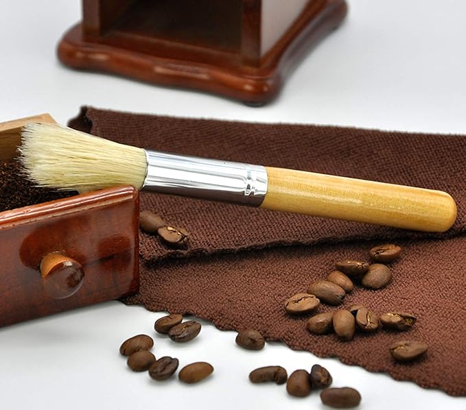 Coffee Grinder Brush Espresso Supply Maker Cleaning Brush, Wood Handle &