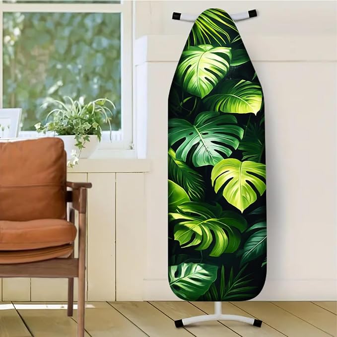 Nuxovilar Dark Background with Green Monstera Leaves Ironing Board Cover