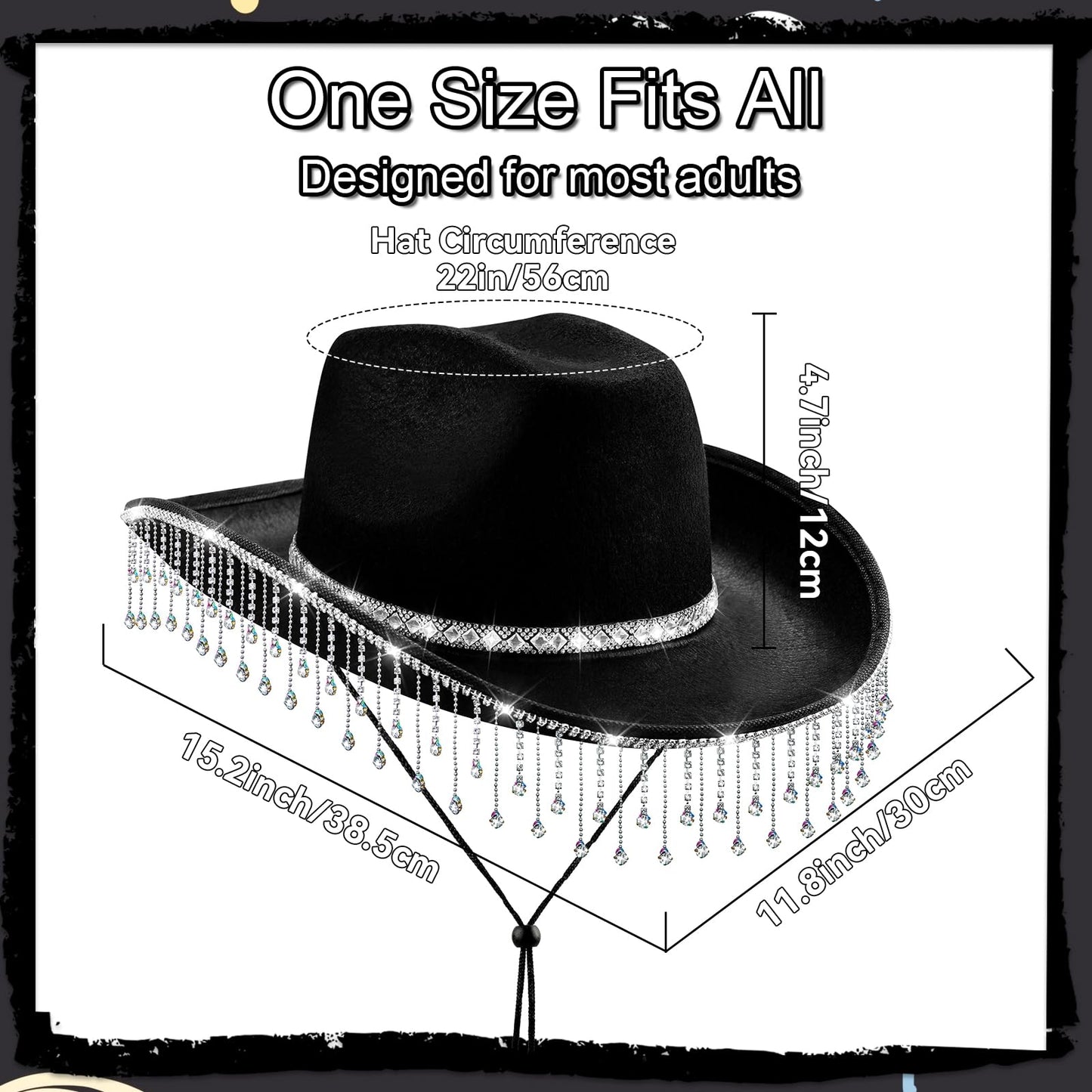 quescu Bridal Cowgirl Hat for Bachelorette Party,Rhinestone White Cowboy Hat for Women Bride To Be Gift,Halloween Costume (Style 4)
