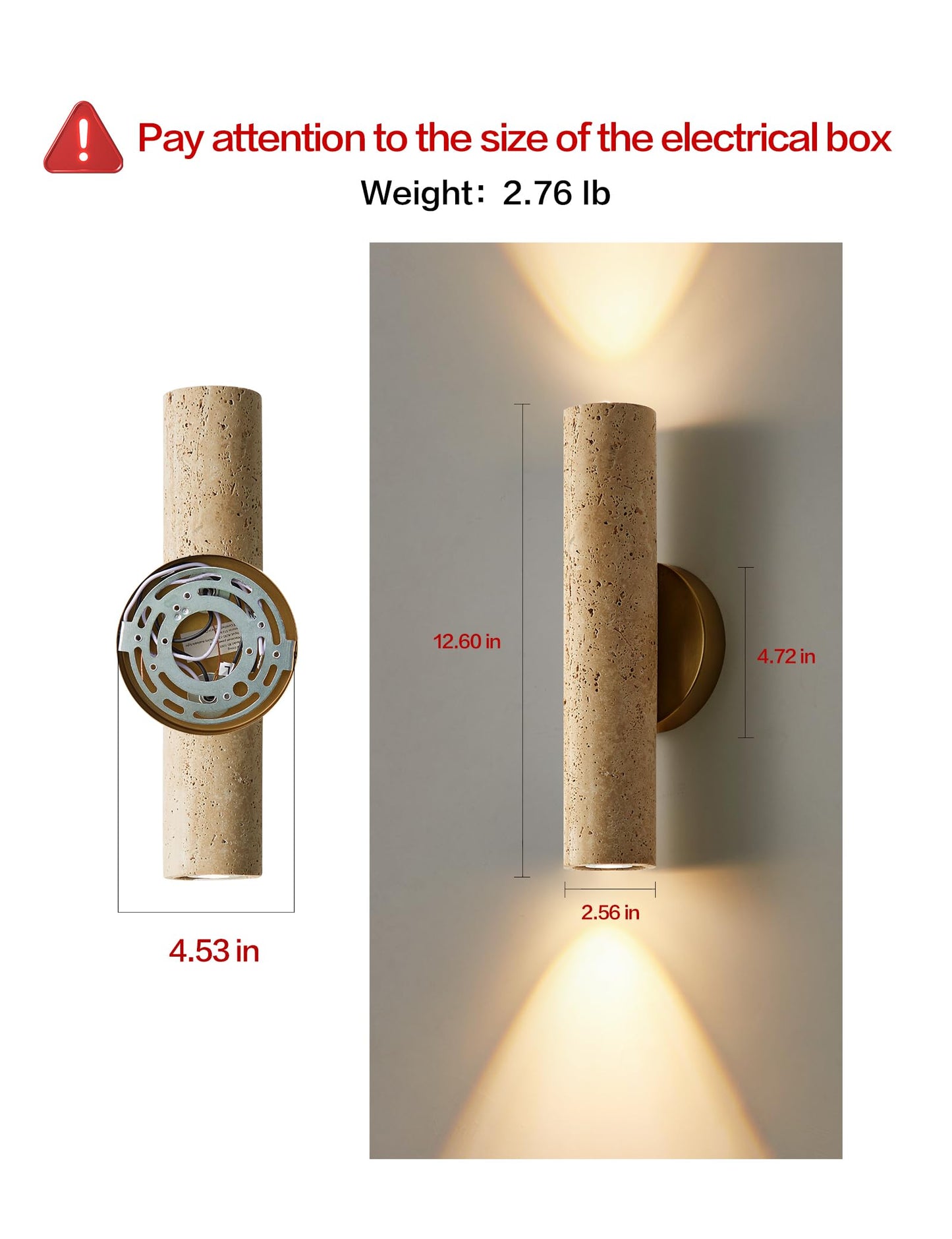 LVLVlech Natural Yellow Cave Stone Wall Sconce, 12.6 Inch Up Down Wall Light Fixture, E26 Hardwired Indoor Lamp, Wabi Sabi Modern Stone Sconce for Bedroom Hallway
