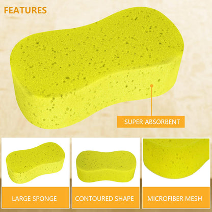 2 Pack Car Sponges,Jumbo Sponges For Car Cleaning,Anti Scratch Technology for Car Exterior & Window Washing- Perfect For Wheels, Windscreen & Bodywork (2 Yellow Jumbo Car Sponge)