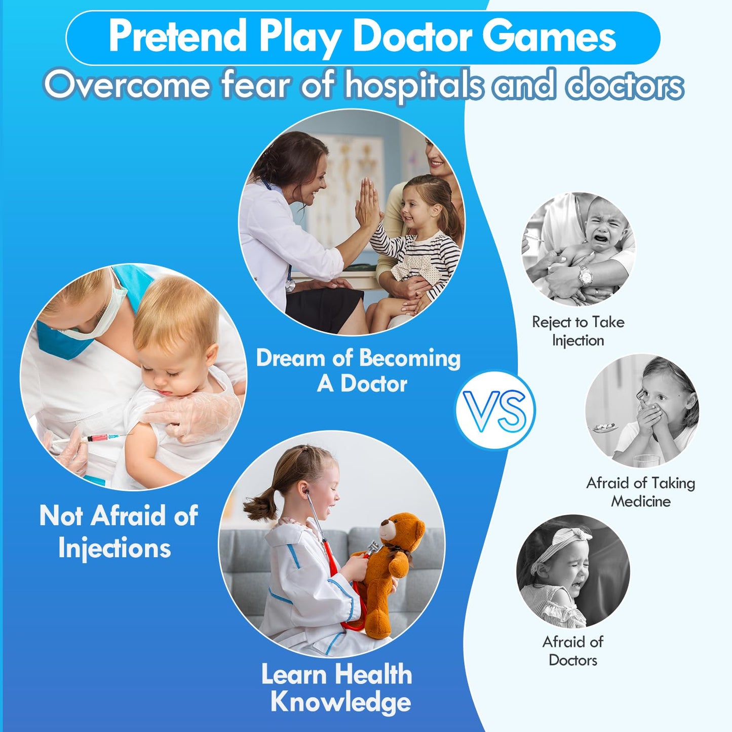 Lehoo Castle Kids Doctors Set, Pretend Doctor Kit Toys Medical Playset, Wooden Play Toys, Educational Toys for 3 Year Old Boys