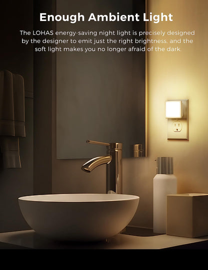 L LOHAS LED Night Lights Plug into Wall, [6-Pack] Plug in Night Light, Dusk-to-Dawn Sensor, 3000K Soft White 0.3W Bright Nightlight Auto-On/Off for Adults Kids Room Bedroom Bathroom Hallway Kitchen