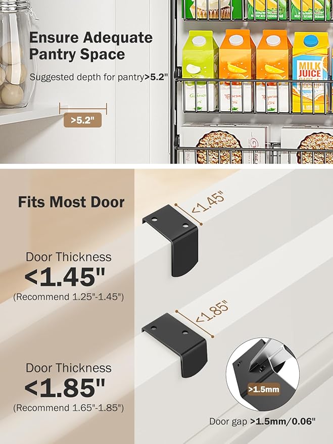 Delamu Over The Door Pantry Organizer, 9-Tier Pantry Door Organizers and Storage