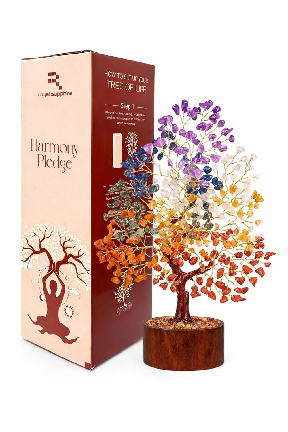 Crystal Tree of Life 7 Chakra Healing Crystal Trees for Home Decor, Office Desk Decor, Living Room Decor, Handmade Bonsai Trees for Positive Energy, Money, Good Luck Birthday Gifts for Women, Mom