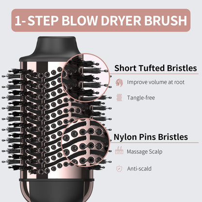 Hair Dryer Brush Blow Dryer in One, Upgraded 4 in 1 Hair Dryer and Styler Volumizer with Negative Ion Anti-frizz Ceramic Titanium Barrel Hot Air Hair Straightener Brush