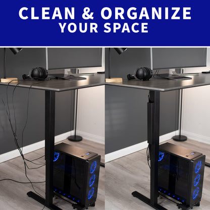 VIVO Steel Magnetic 14 inch Cable Management Channel for Under Desk Leg, No Drill Cord Organizer for Home Office, Black, DESK-AC01-1MB